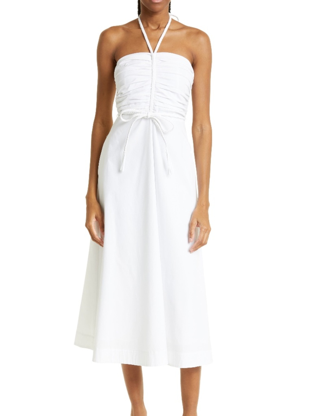 Never worn! Veronica Beard Tucker Halter Neck Stretch Cotton Midi Dress White